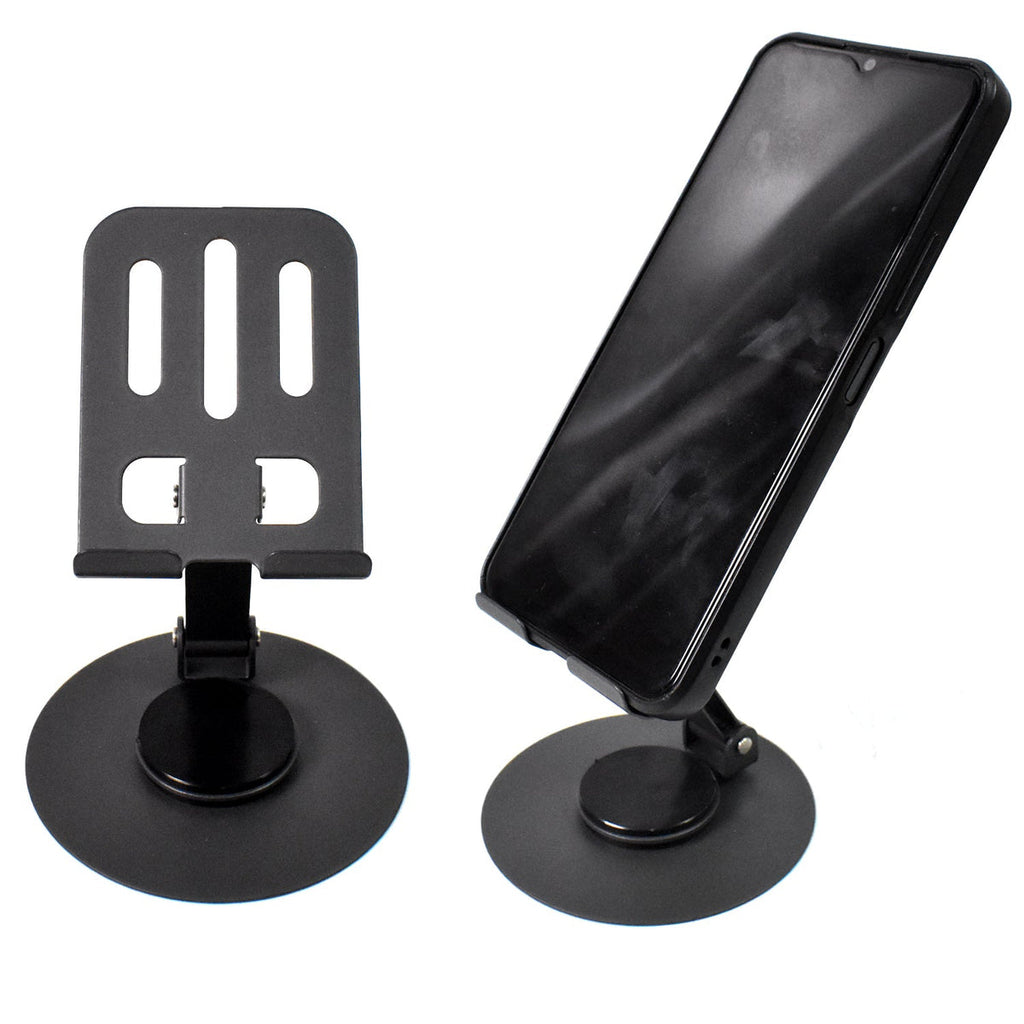 Premium Adjustable Metal Mobile & Tablet Stand – 360° Rotating, Foldable, Heavy-Duty Desk Holder