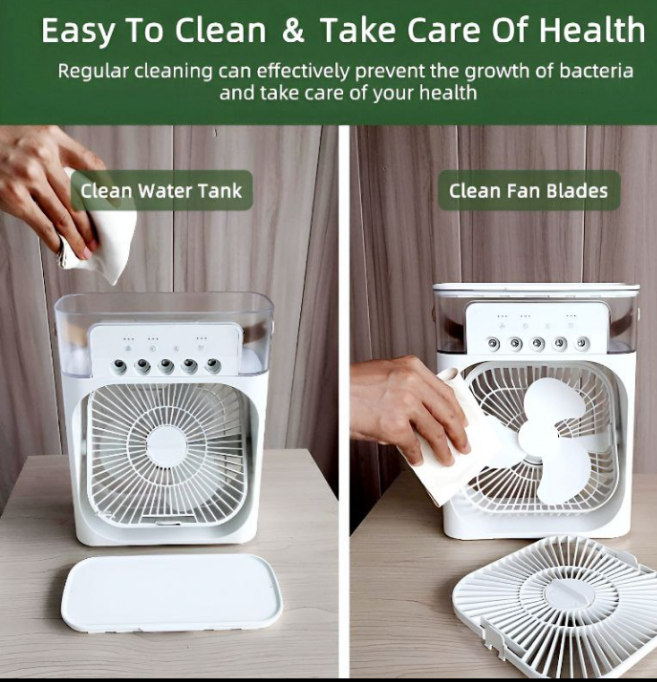 4-In-1 Multi-Functional Portable Air Humidifier Cooling USB Fan With 7-Color Night Light