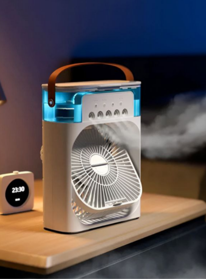 4-In-1 Multi-Functional Portable Air Humidifier Cooling USB Fan With 7-Color Night Light